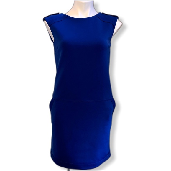 Sleeveless Wool Royal Blue Dress - Sz M - Picture 1 of 8